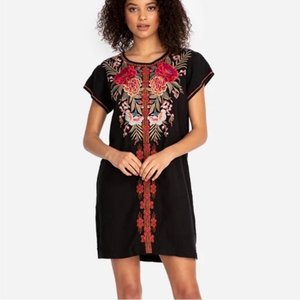Johnny Was Black Embroidered Dress